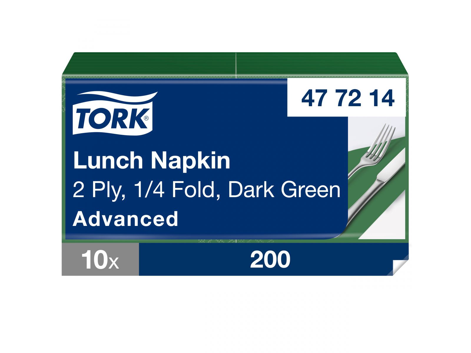 Serwetki Tork 33x33 477214 Ciemnozielone Karton 2000 serwetek (10 x 200) Składana 1/4